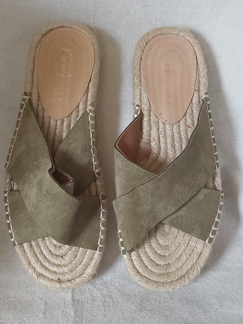 Mi.iM Olive Suede Crisscross Espadrille Slides
